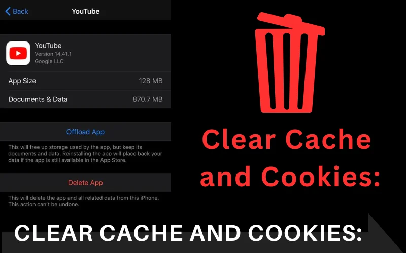 An Error Occurred On YouTube - clear cache and cookies