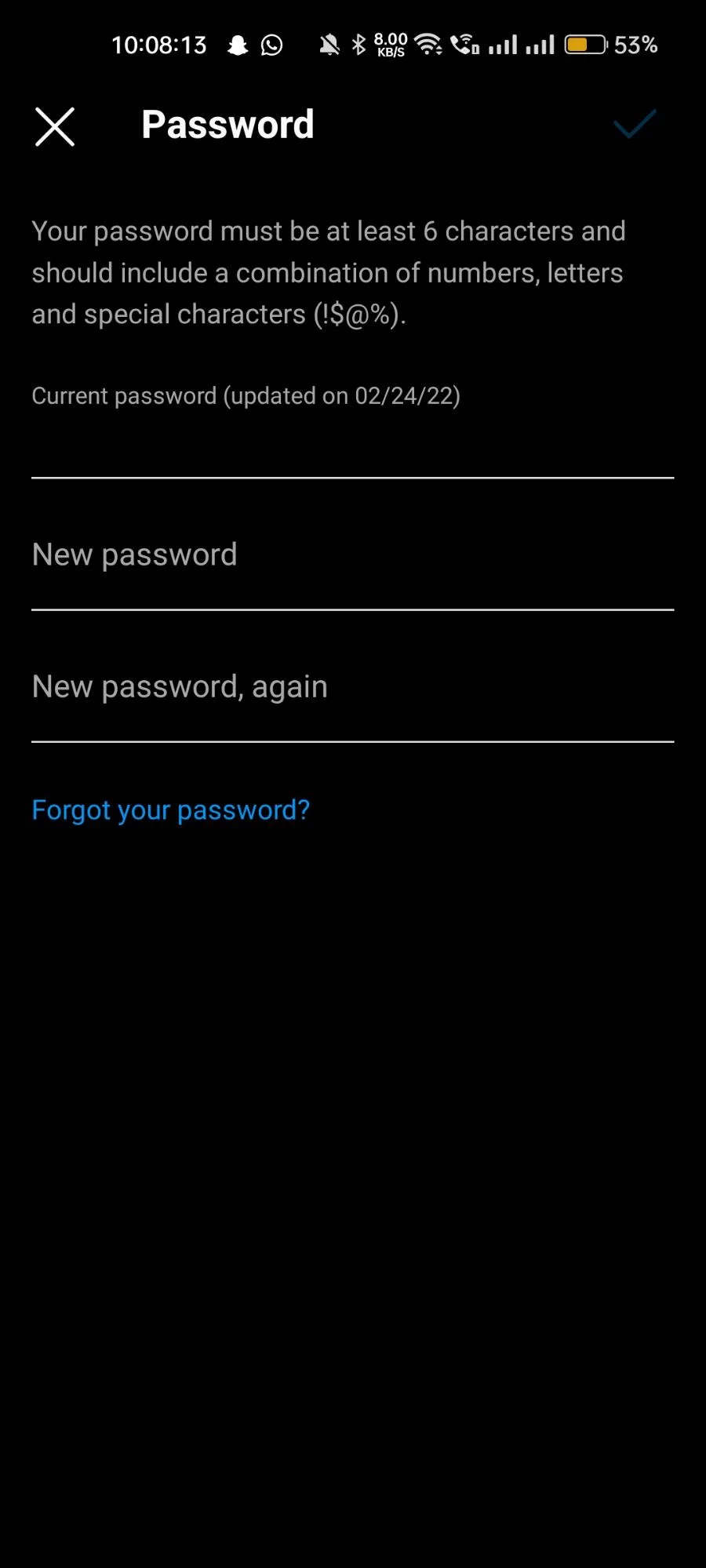 password reset insatgram